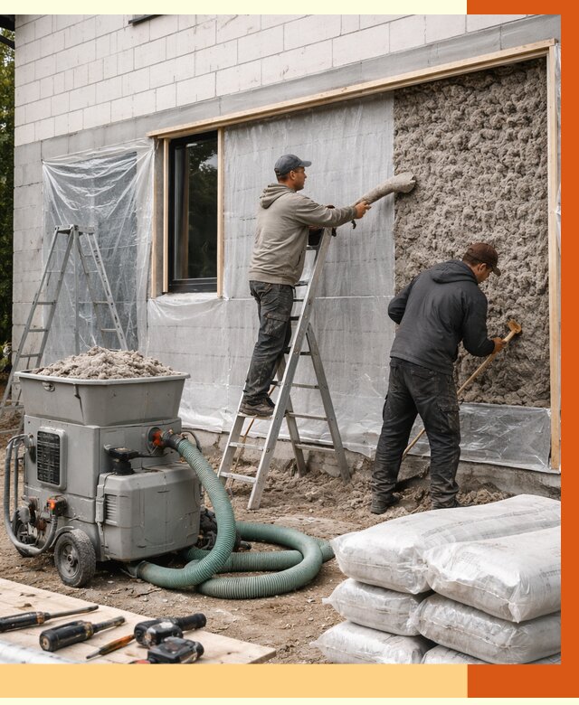 Утепление дома из газобетона эковатой в Новочеркасске от 4605 руб./м2 | ТепломастерНвч